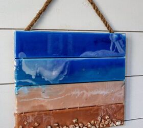 20 gorgeous ideas that ll get you hooked on resin and paint pouring, Epoxy Pour Ocean Art on Pallet Wood