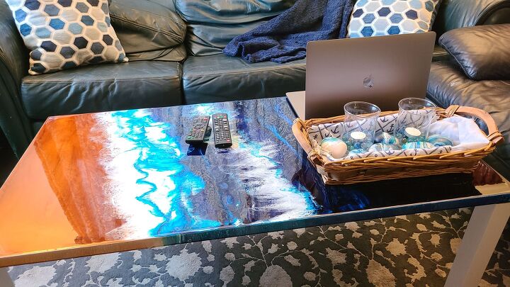 s 20 gorgeous ideas that ll get you hooked on resin and paint pouring, Create a Beautiful Ocean Scene on Virtually Any Surface
