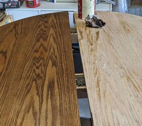 90s oak dining set gets a make over, Half stained