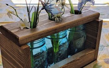 Farmhouse Wood & Mason Jar Table Centerpiece