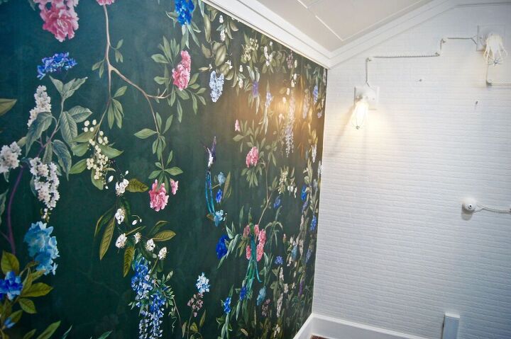 standout hallway with magic forest accent wall