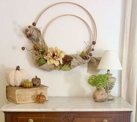 13 low budget ways to decorate your living room walls, Fall Hoop Wreath