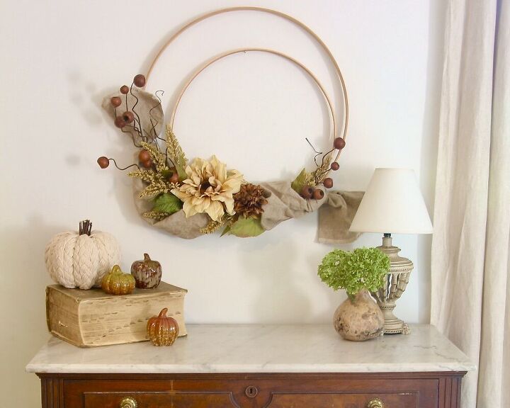 13 low budget ways to decorate your living room walls, Fall Hoop Wreath
