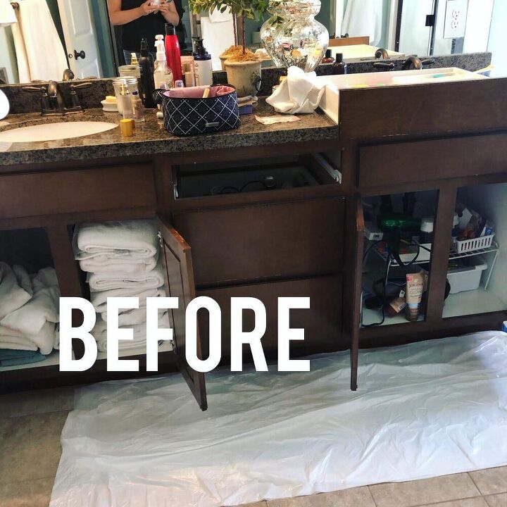 chalk painting bathroom cabinets for master bathroom makeover