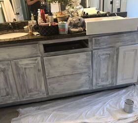 chalk painting bathroom cabinets for master bathroom makeover