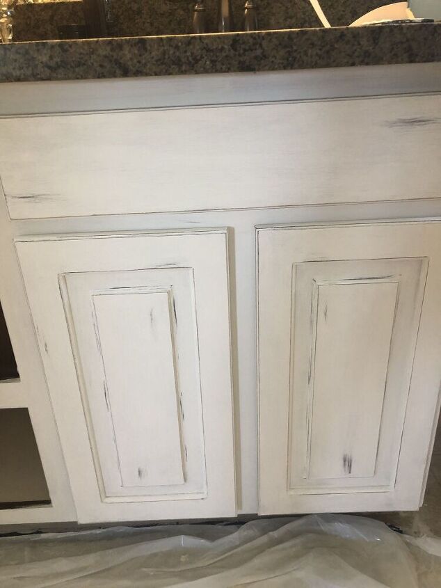 chalk painting bathroom cabinets for master bathroom makeover