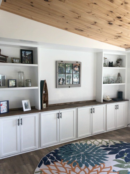 s 12 out of the box diy ideas you re going to want to try, Using Stock Upper Cabinets for Built Ins