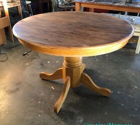 8 beautiful dining table upgrades that your family will love, Oak Dining Table is Stained OVER Existing Finish
