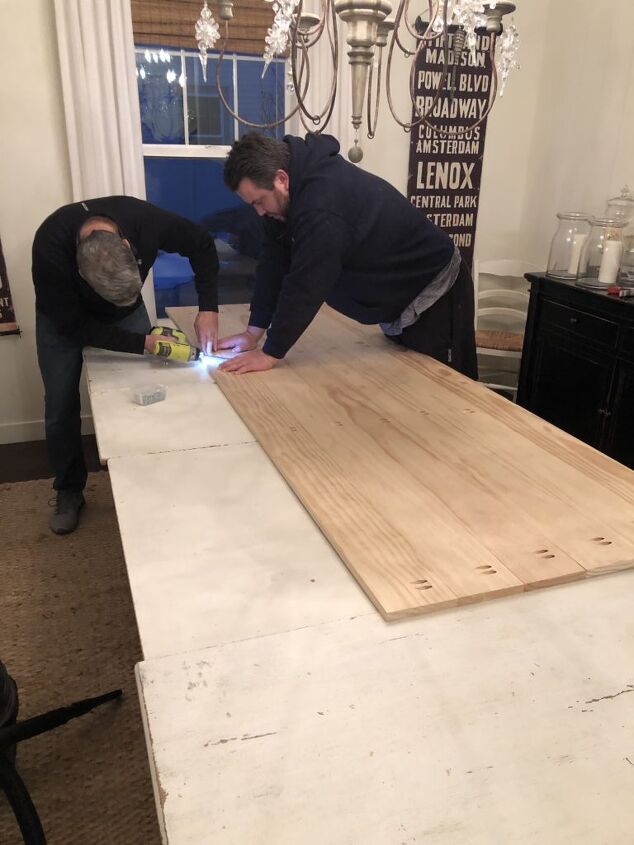s 8 affordable dining table upgrades that ll your family will love, Easy DIY Planked Table Top Over Existing Table
