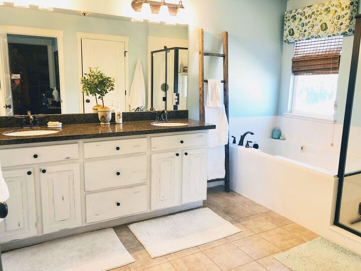 chalk painting bathroom cabinets for master bathroom makeover