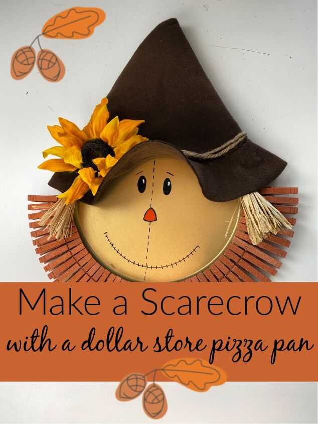 s 20 fall friendly ways to decorate your home with flowers, Make a Pizza Pan Scarecrow