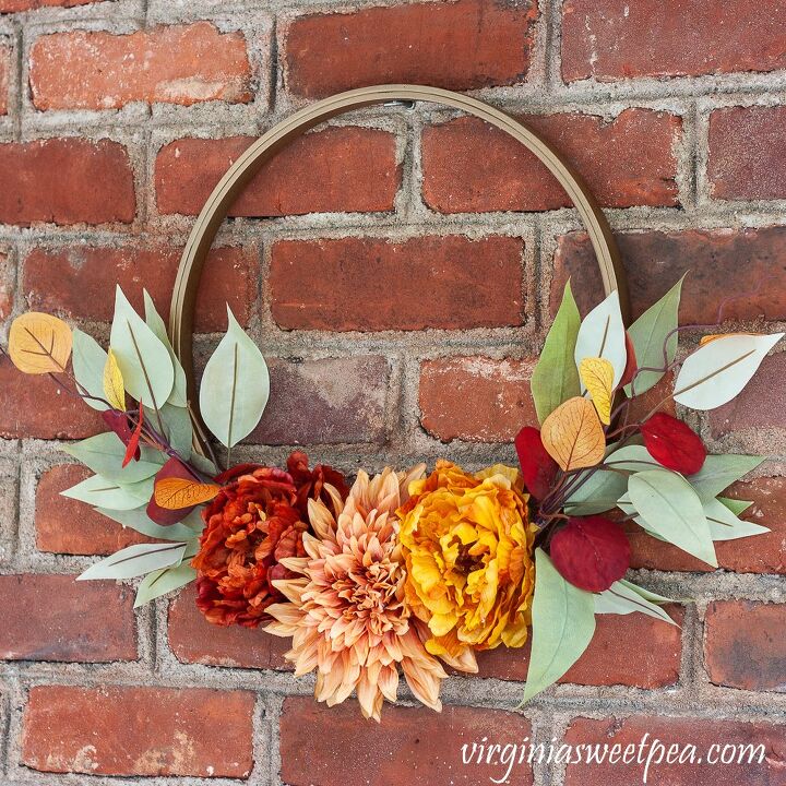 s 20 fall friendly ways to decorate your home with flowers, DIY Fall Hoop Wreath