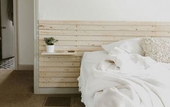 Minimalist Scandinavian Wood Slat Headboard With Floating Nightstands