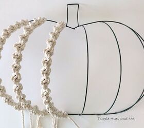 decorate a wire pumpkin using a simple macrame knot