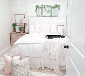 take your bed to the next level with these 18 gorgeous headboards, The DIY Shiplap Headboard We Made With What We Had In The Garage