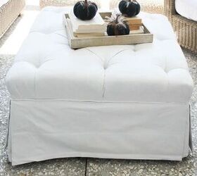 Transform Your Old Fabric Ottoman By Painting It.