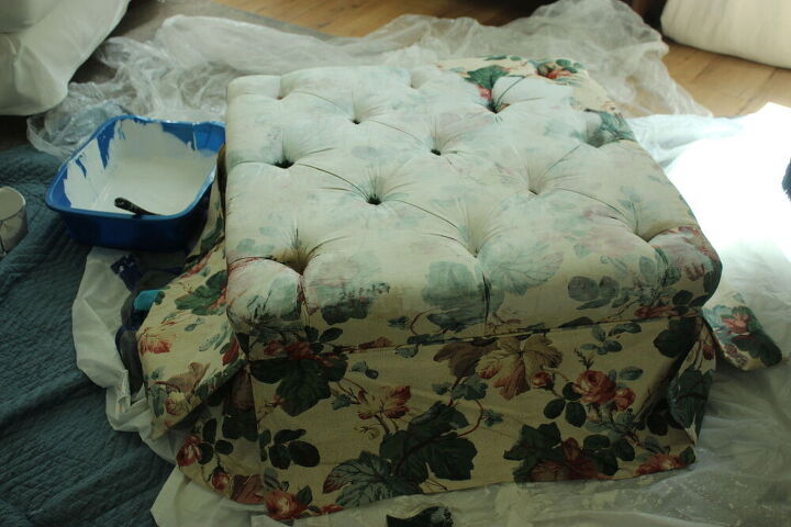 Transform Your Old Fabric Ottoman By Painting It. | Hometalk
