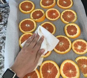 Bake orange slices in your oven for this beautiful and useful fall accent