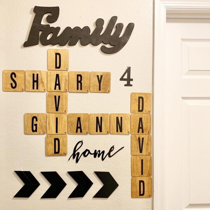 s 21 beautiful ideas for people that love the look of natural wood, Scrabble Tiles Wall Art