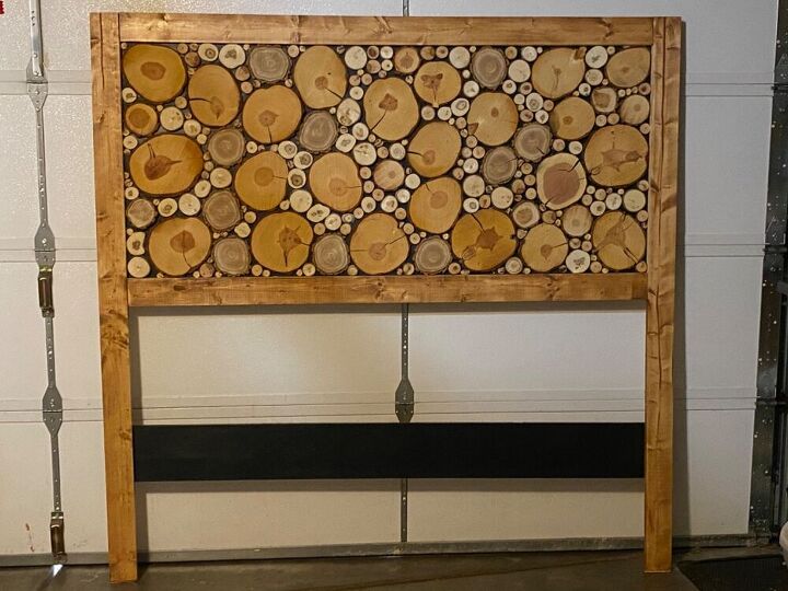 s 21 beautiful ideas for people that love the look of natural wood, Colorado Wood Slice Headboard