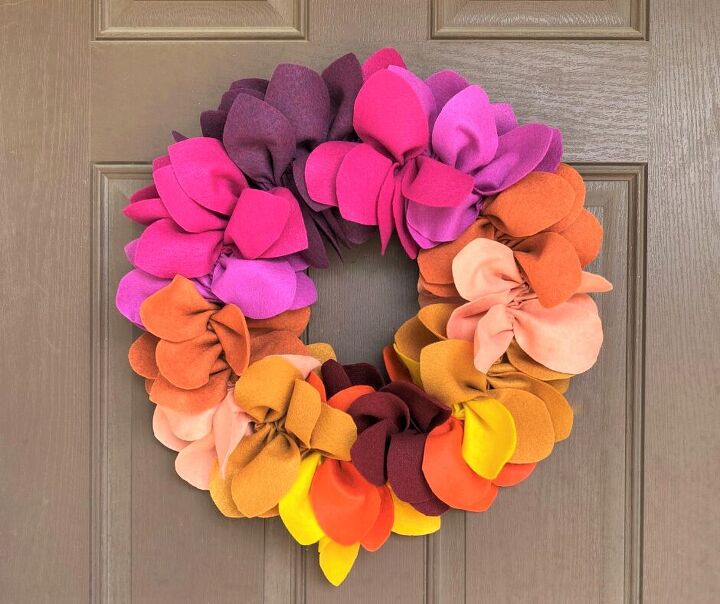 s 16 stunning fall wreaths that you can make for 30 or less, DIY Colorful Felt Leaf Wreath