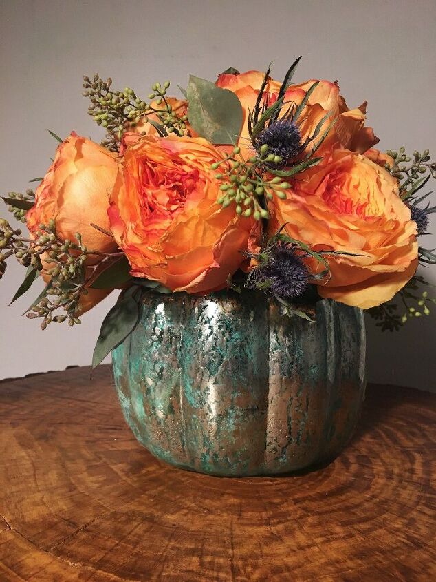 s 32 genius pumpkin ideas to try this fall, DIY Mercury Glass Pumpkin Vase