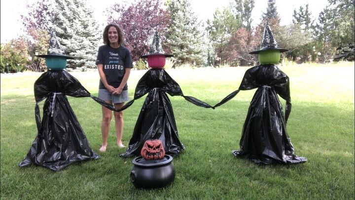 como fazer bruxas decorativas de jardim, Bruxas de jardim decorativas para o Halloween