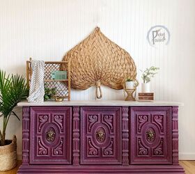 10 furniture transformations that ll make you stop and stare, Raspberry Console Thrifted Decor