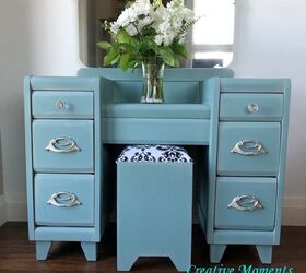 10 furniture transformations that ll make you stop and stare, Antique Vanity Painted in Vintage Duck Egg Blending