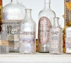s 13 ways to decorate for fall using items you probably already own, Vintage Apothecary Bottles