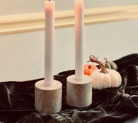 s 13 ways to decorate for fall using items you probably already own, Concrete Candlestick Holders