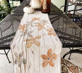 diy hand painted drop cloth table runner
