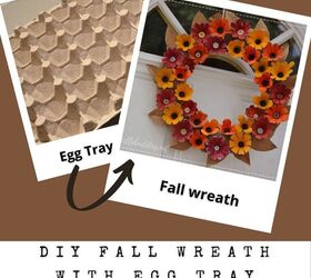 diy fall wreath with egg carton home decor craft on a budget
