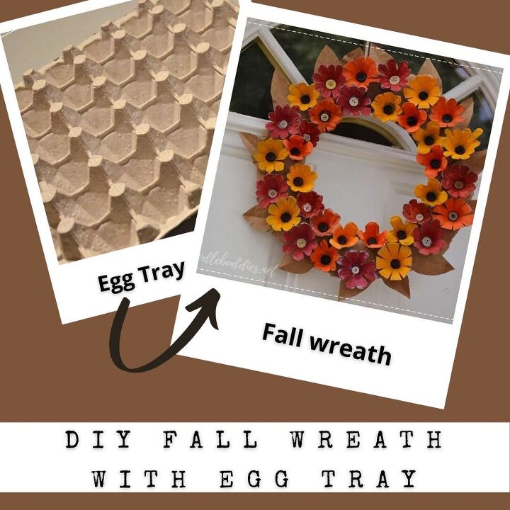 diy fall wreath with egg carton home decor craft on a budget