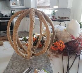 3d fall wreath, Wrap each wire with burlap
