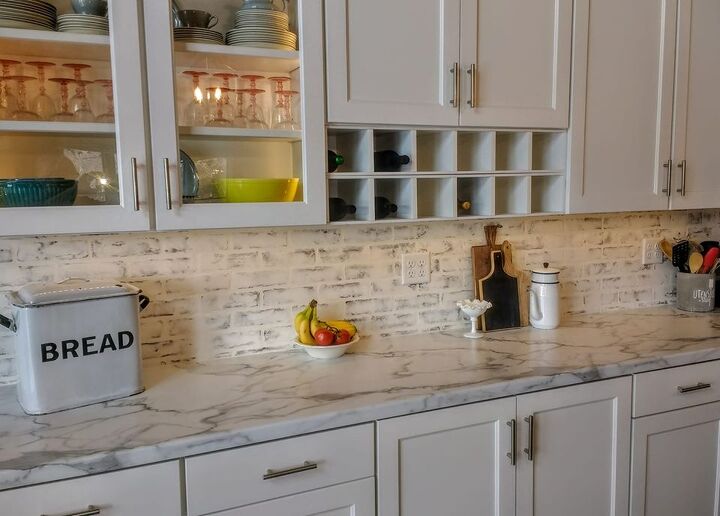 15 inexpensive faux brick makeovers that ll make you swoon, Faux Brick Backsplash