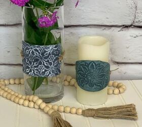 12 formas de decorar velas de un dlar este otoo, Portavelas de arcilla