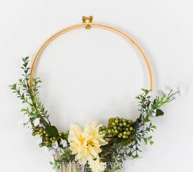 how to make a boho floral hoop wreath with yarn tutorial