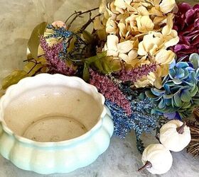 diy fall floral in vintage pottery