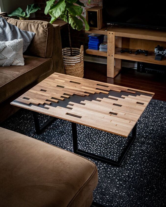 clear epoxy pixelated coffee table