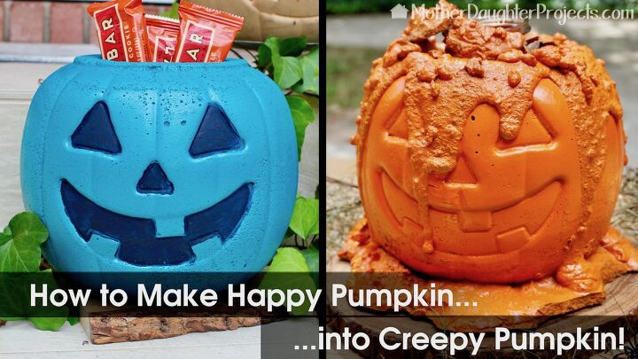 s 5 crazy cool ways to decorate 1 plastic pumpkins, How to Make a Creepy Concrete Pumpkin