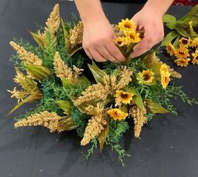 diy fall wreath, Add your sunflowers