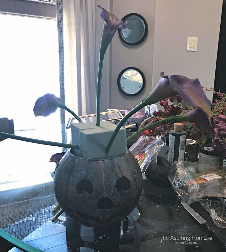 florero de metal de imitacin de calabaza diy centro de mesa