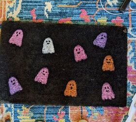 diy ghost halloween door mat