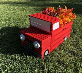 s the 10 cutest fall decorating ideas for 2020, DIY Crate Red Pickup Truck