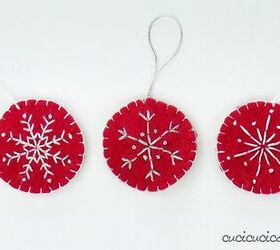 embroidered snowflake recycled felt ornaments