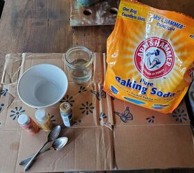 The cutest look for plastic pumpkins? Use baking soda and bits of junk