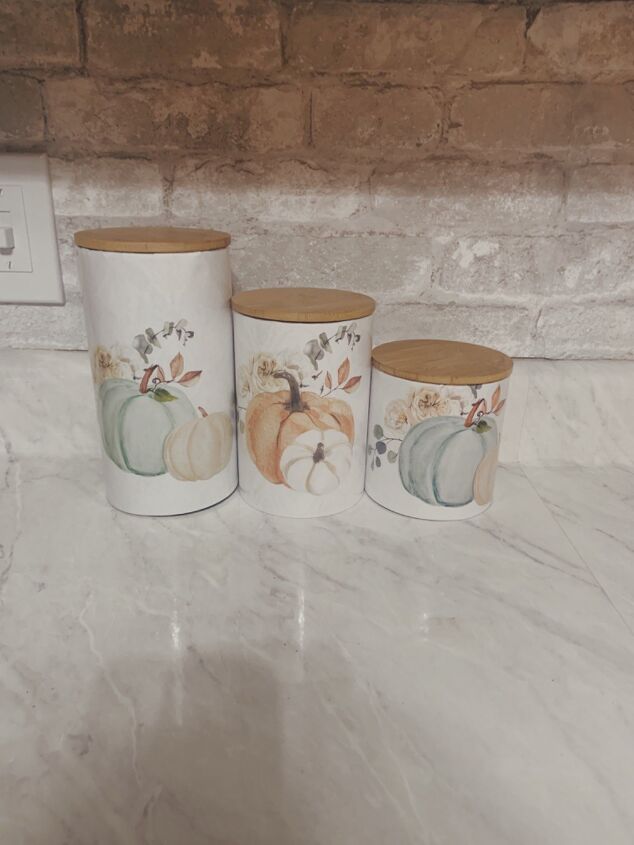 s 10 kitchen ideas you can diy on a tiny budget, DIY Fall Canister Covers