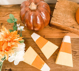 s 20 ways to sprinkle autumn colors throughout your home, Simple candy corn wooden decorations for fall