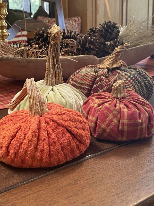 s 20 ways to sprinkle autumn colors throughout your home, Create your own adorable fabric pumpkins